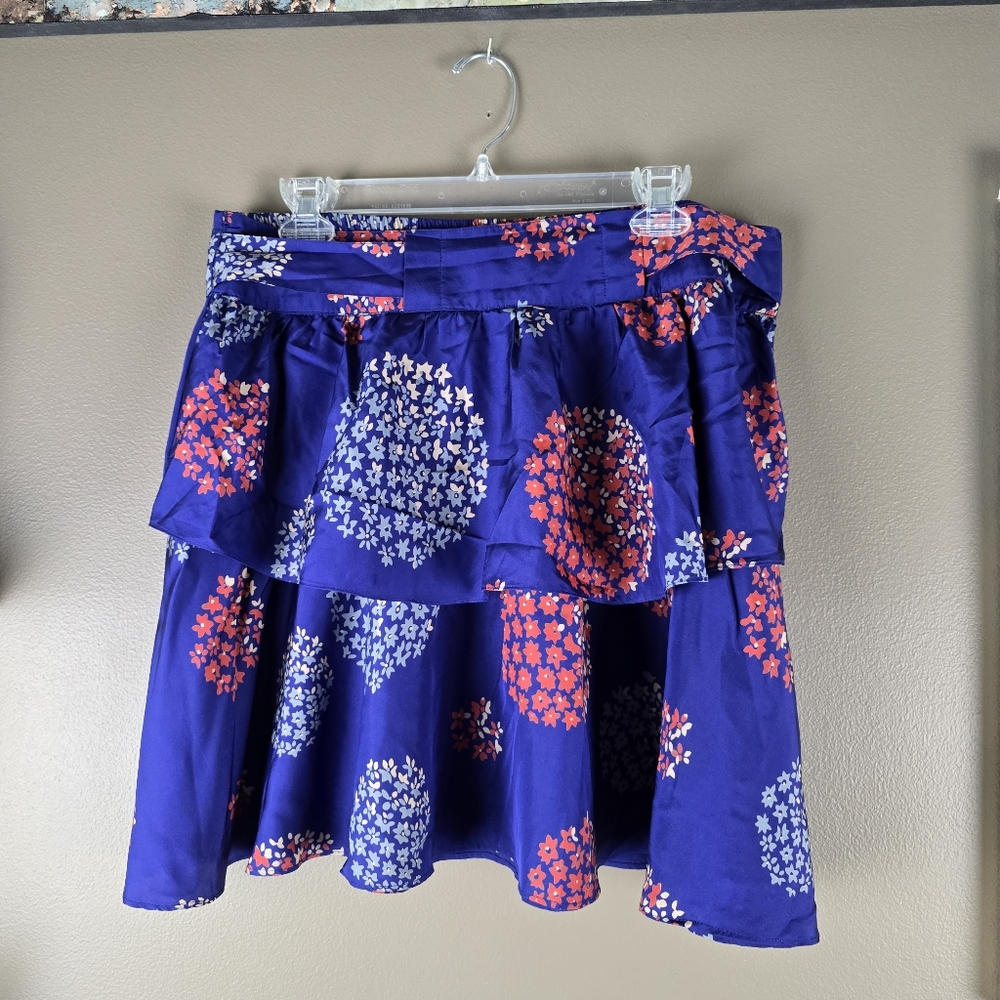Anthropolgie SILK Odille Belted Tiered Silk Mini Skirt 12 - Picture 4 of 14